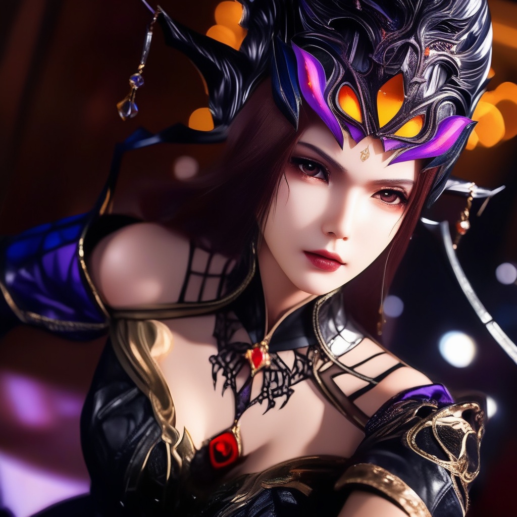 <lora:833-DA-XL-斗罗大陆-比比东-罗刹神:0.8>, score_9, score_8_up, score_7_up, 1girl, supermodel, Japanese beauties, idol, innocence, mysterious, detailed beautiful face, Gothic detailed dress, elegance, graceful, stylish, strapless, off shoulder, bare shoulders, collarbone, looking at viewer, elegant pose, dynamic angle, perfect composition, perspective, break LUT, cinematic, highly detailed, extremely detailed, intricate details, fine texture, crisp detail, crisp edges, high contrast, subtle shadows, complex shading, sharp focus, depth of field, Volumetric lighting, professional lighting, film lighting, concept art, film grain, bokeh,