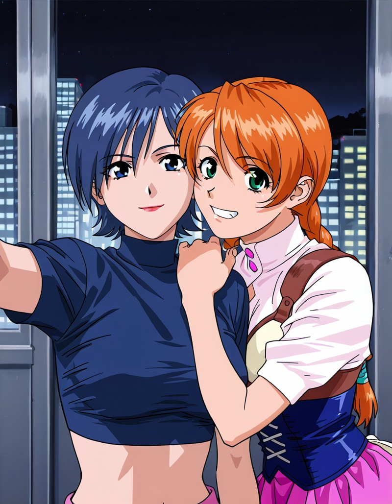 2girls,  side-by-side,  arm around shoulder on Tensor.Art