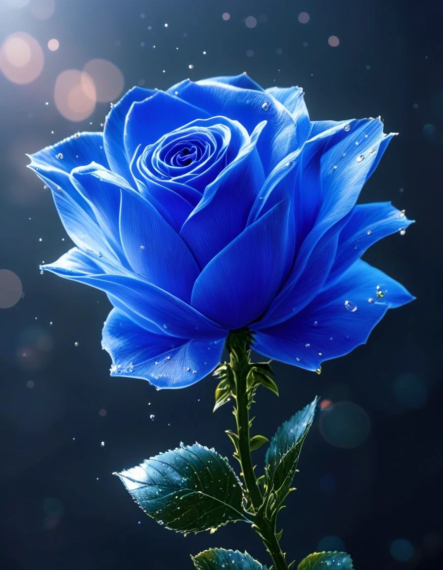 a blue rose,  close-up shot,  dim background on Tensor.Art