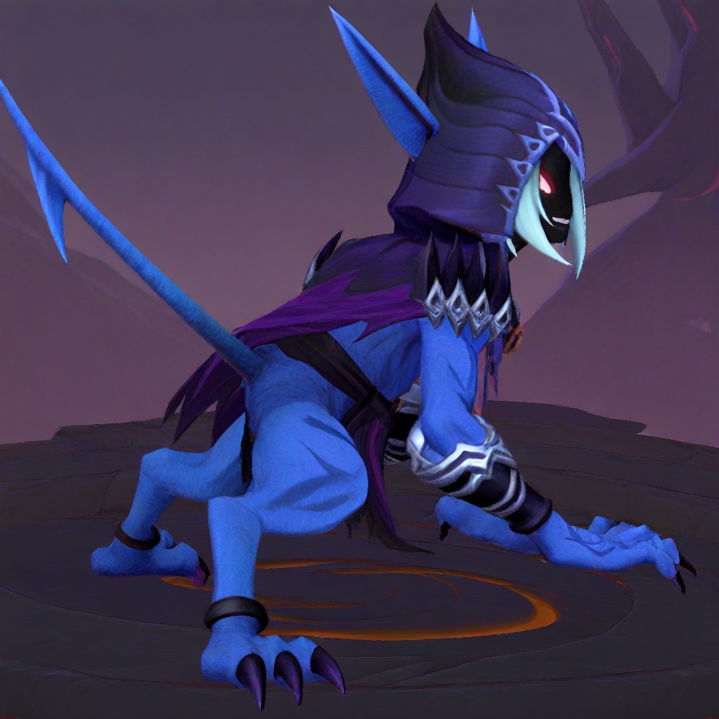 HelcurtML-hooded blue-skinned goblin focus,  pokemon (creature),  anime screencap on Tensor.Art