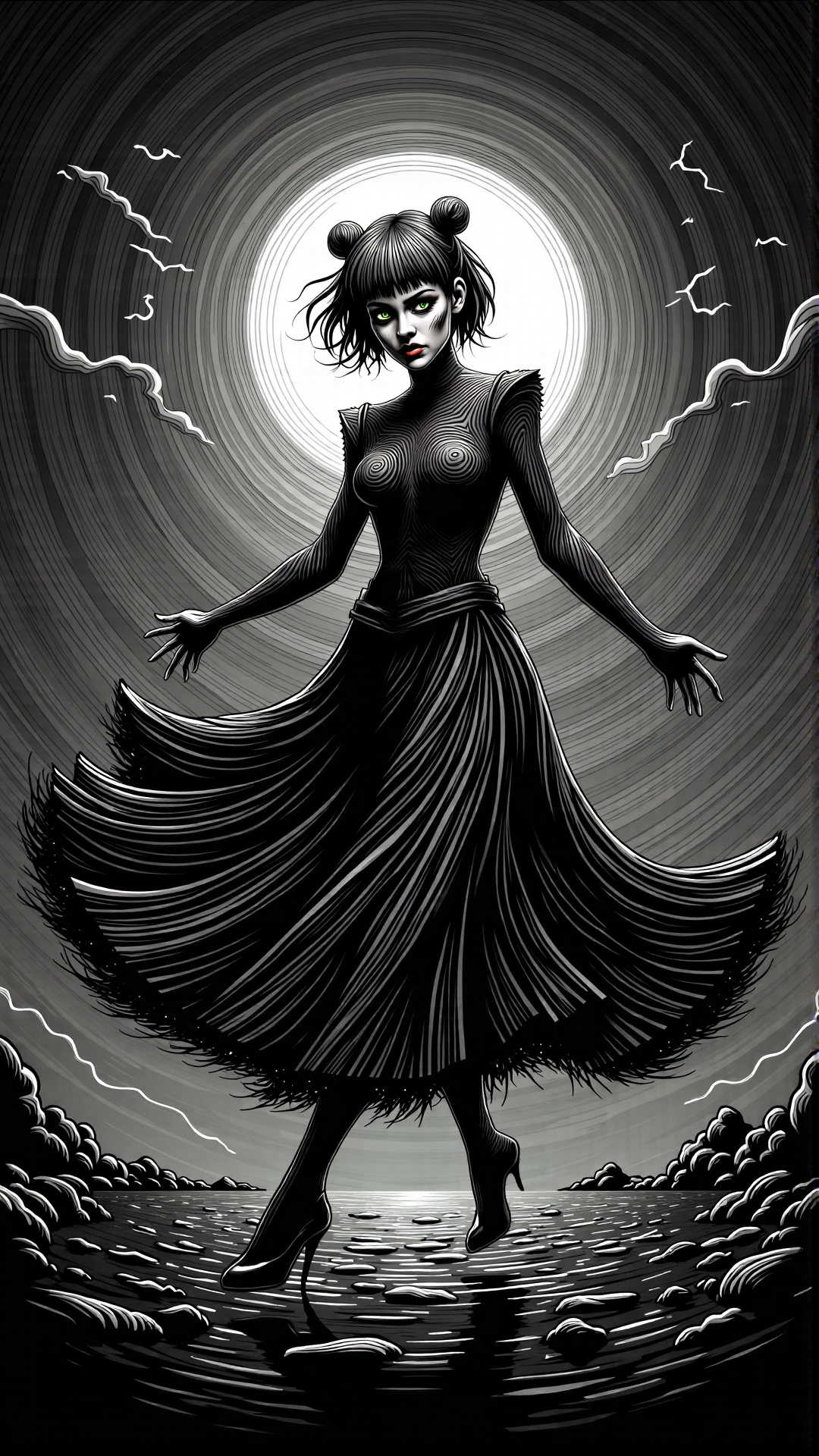 monochrome,  lineart,  dark on Tensor.Art