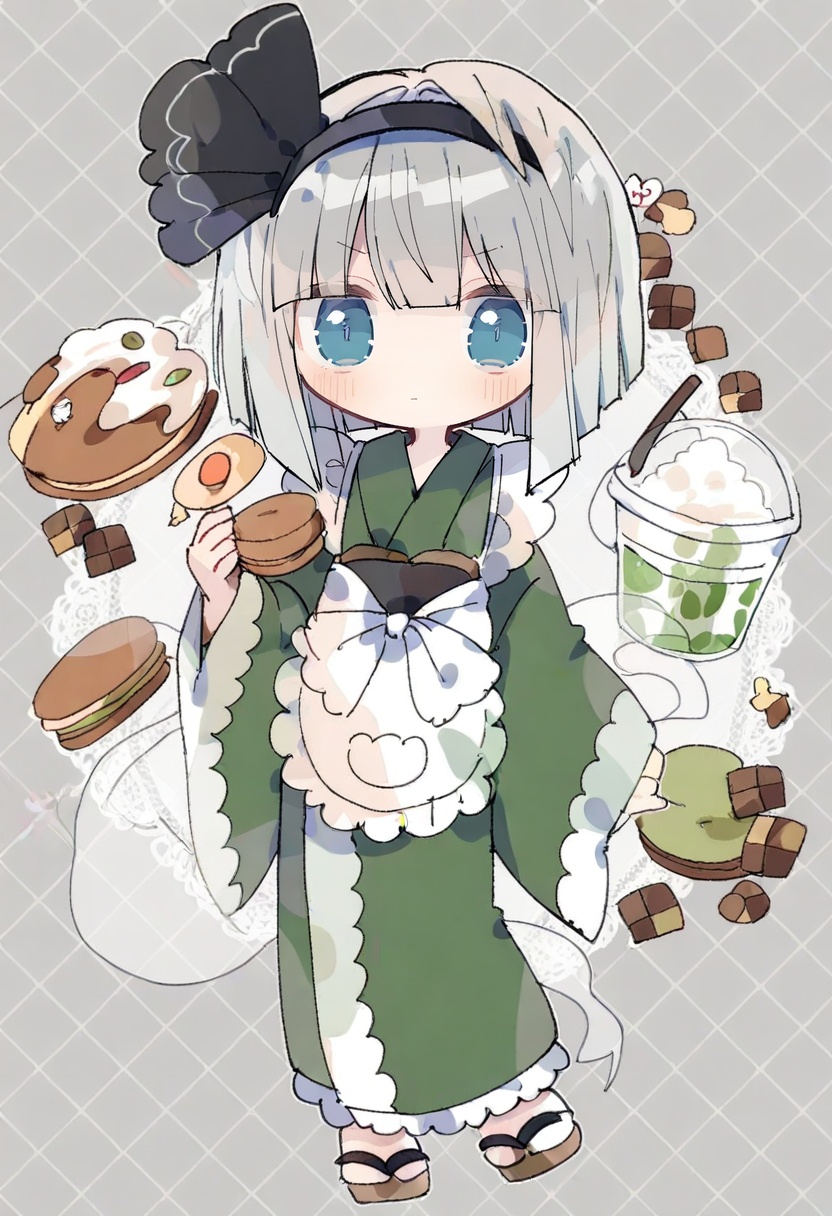 green kimono,  1girl,  food on Tensor.Art