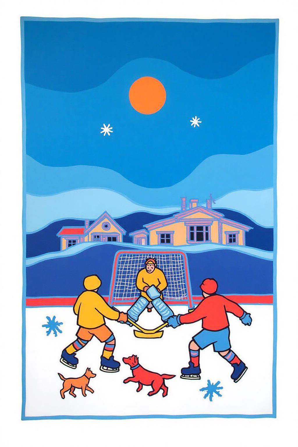 teha1 illustration. The background features a gradient sky transitioning from a deep blue at the top to a lighter blue at...