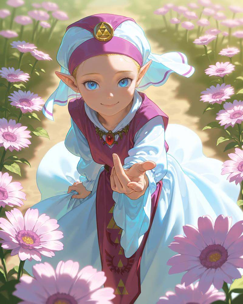1girl,  young spinning in a flower garden,  sunny background on Tensor.Art