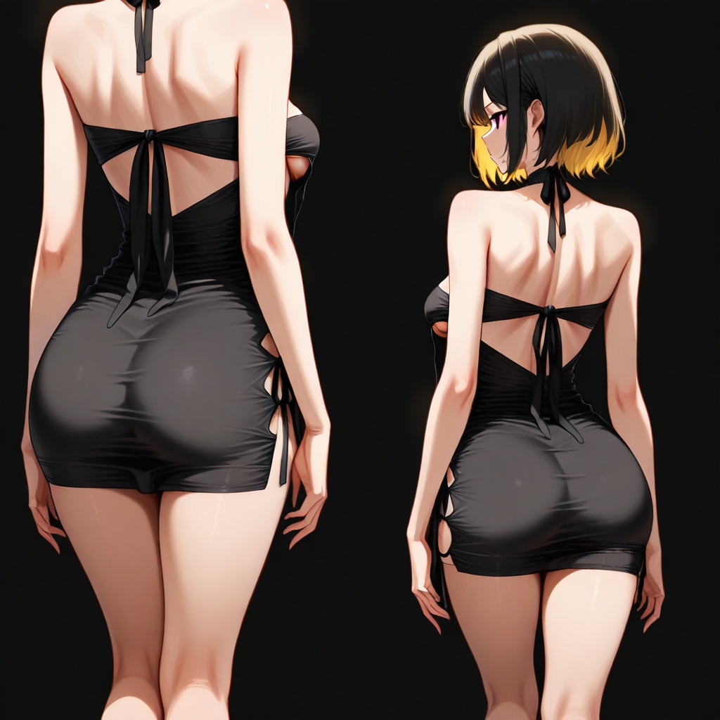 short dress,  short hair,  red eyes on Tensor.Art