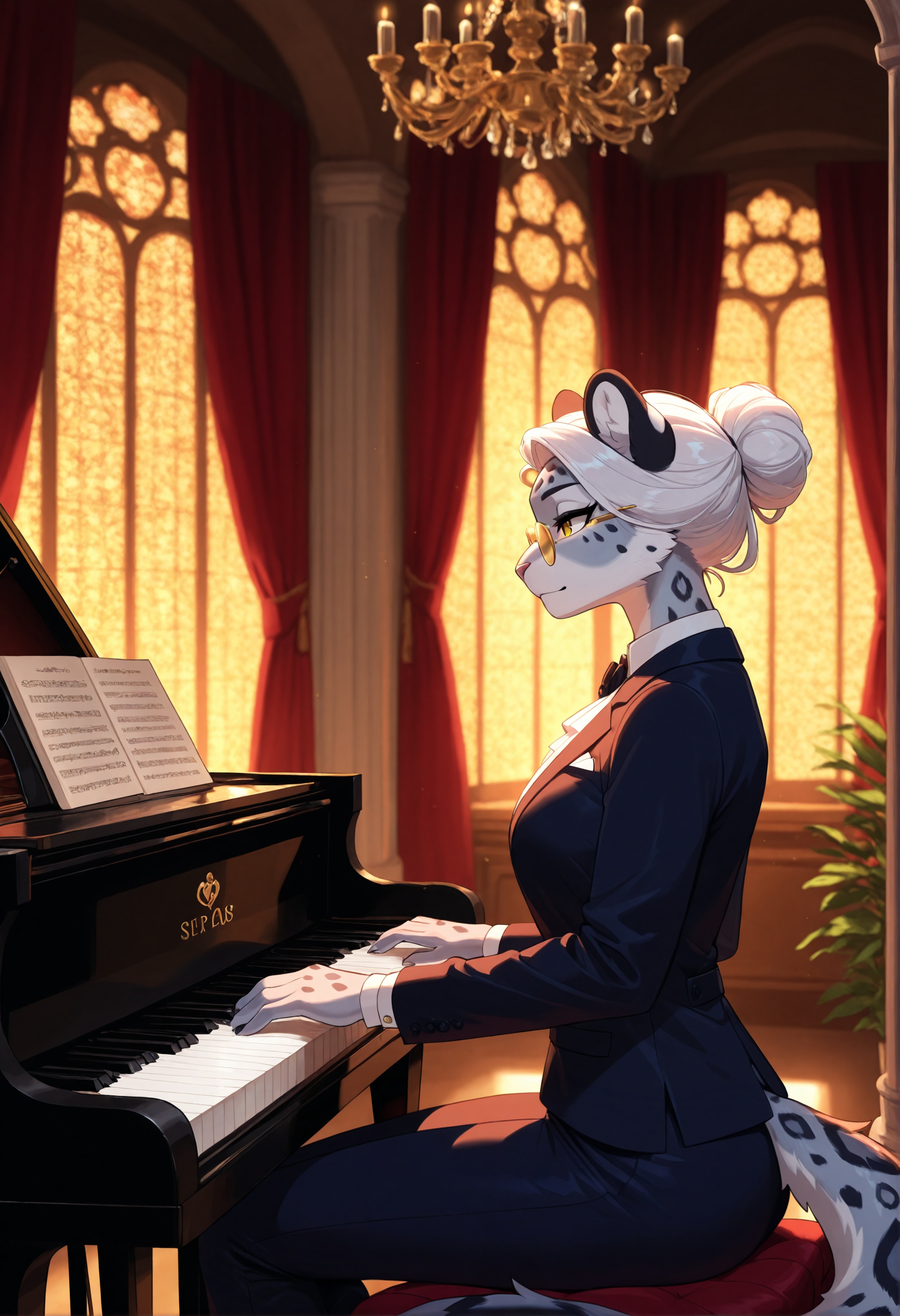 anthro,  female,  snow leopard on Tensor.Art