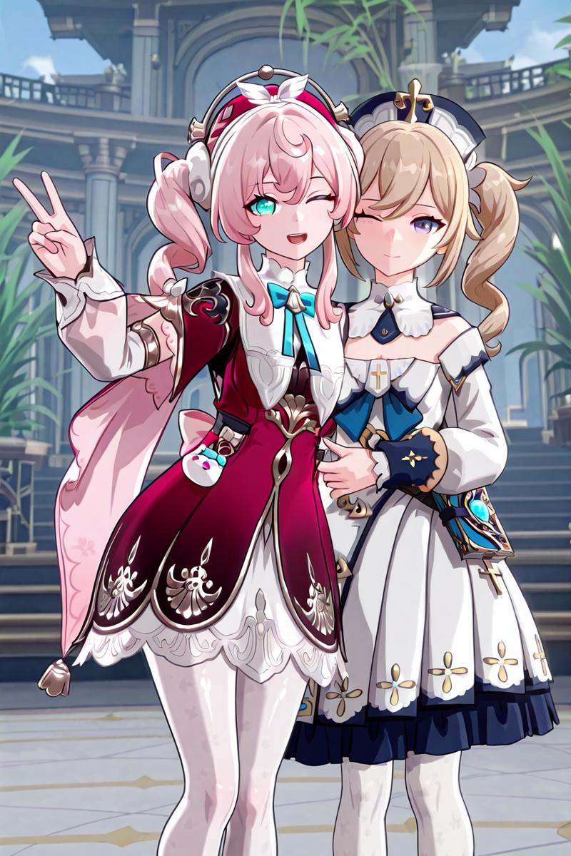 shiny skin,  posing,  2girls on Tensor.Art