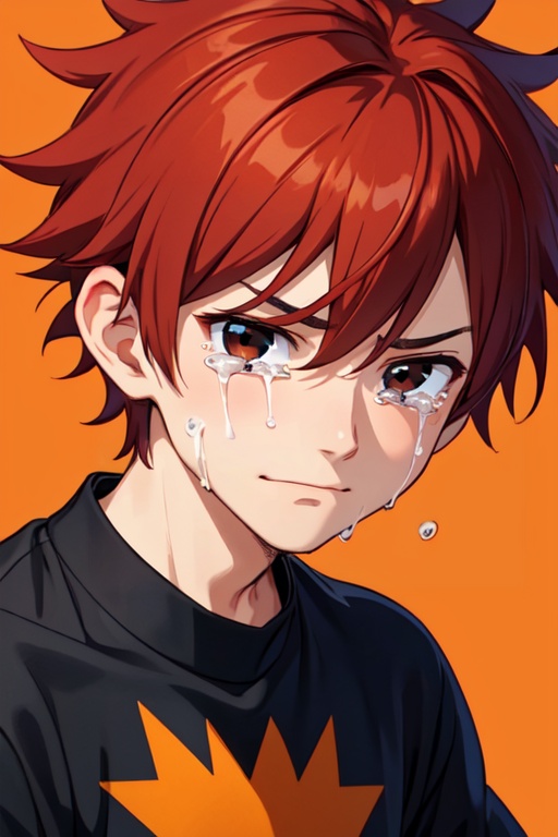 1boy,  black eyes,  red hair on Tensor.Art