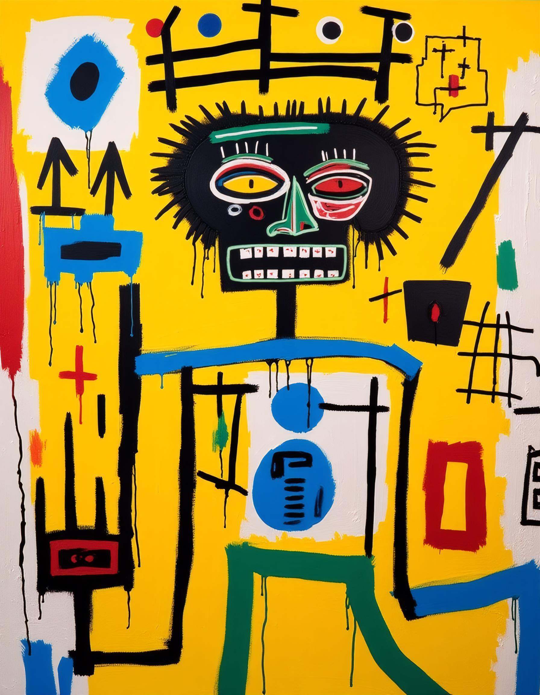 Jean-Michel Basquiat Style - a painting that symbolizes Juneeth in the style of Jean Michel Basquiat on Tensor.Art