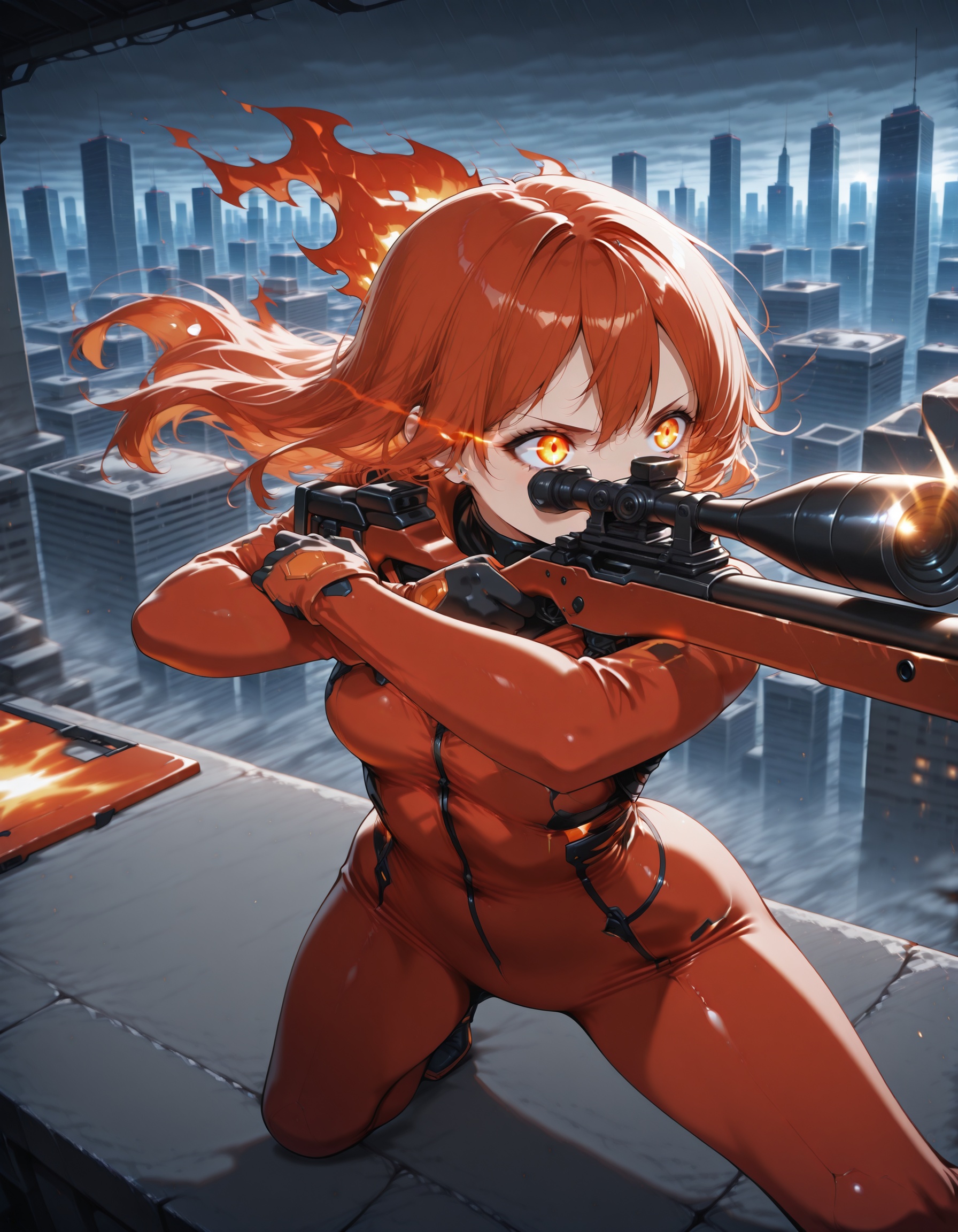 1girl,  solo,  fiery red tousled bedhead look on Tensor.Art