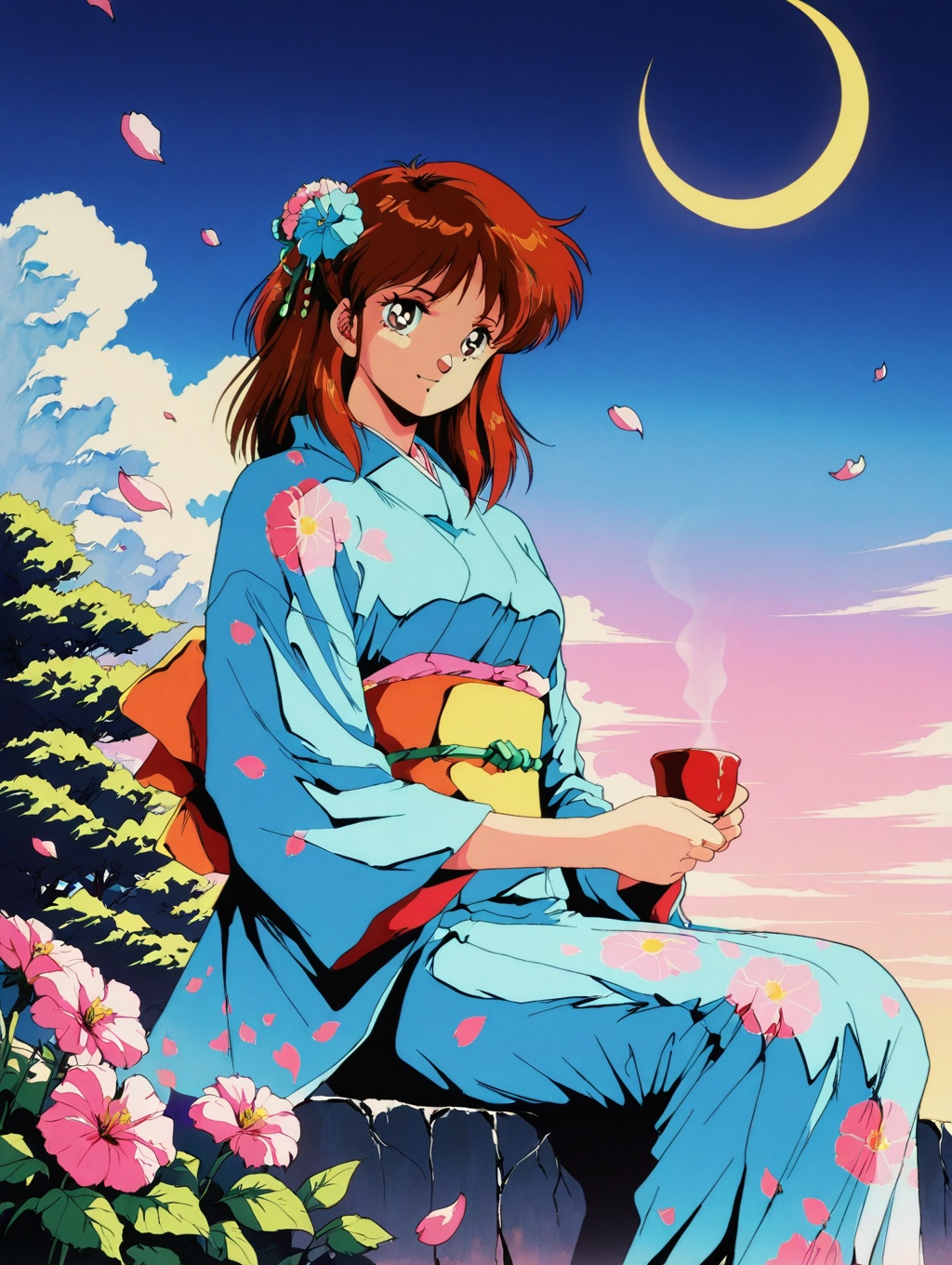 stigma retro anime artstyle,  anice farm,  japanese clothes on Tensor.Art