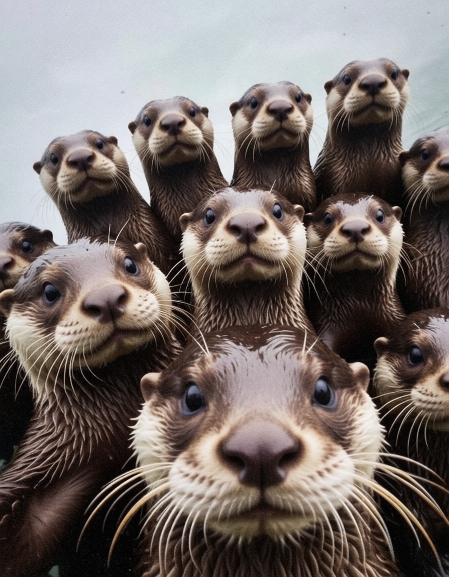 a lot of otter take a selfie,  photography very realist on Tensor.Art