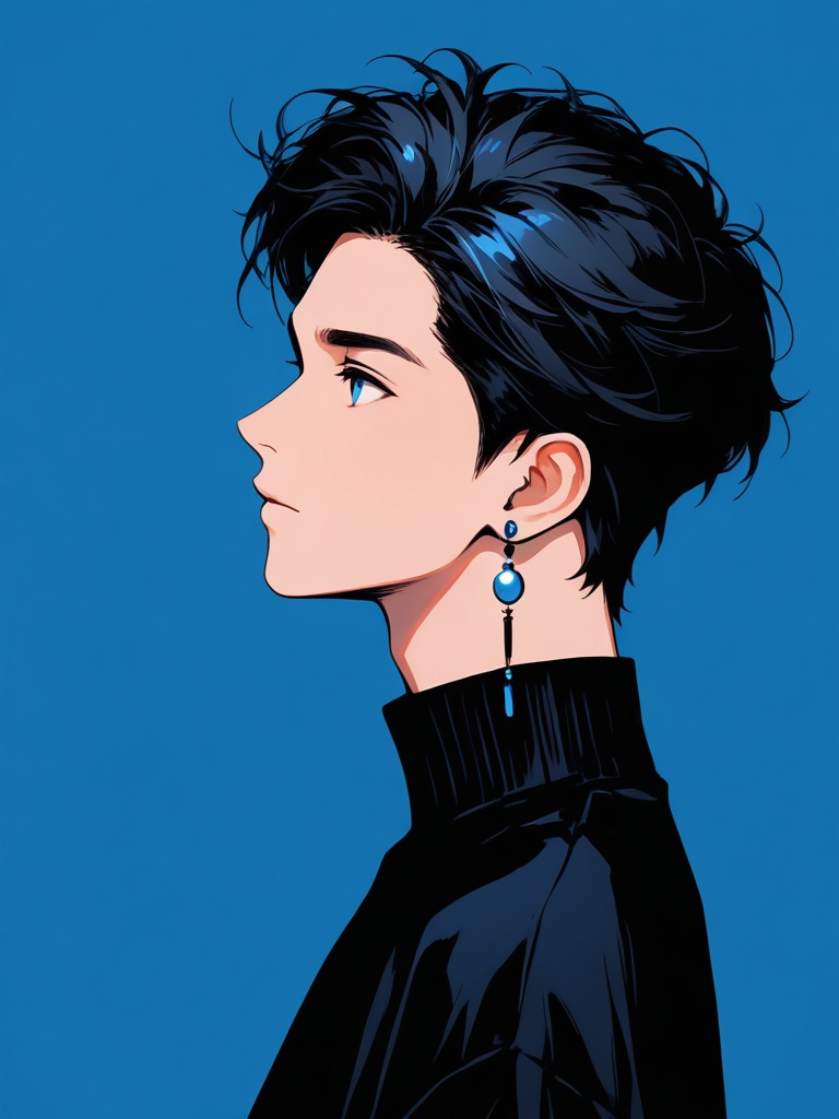 solo,  short hair,  blue eyes on Tensor.Art