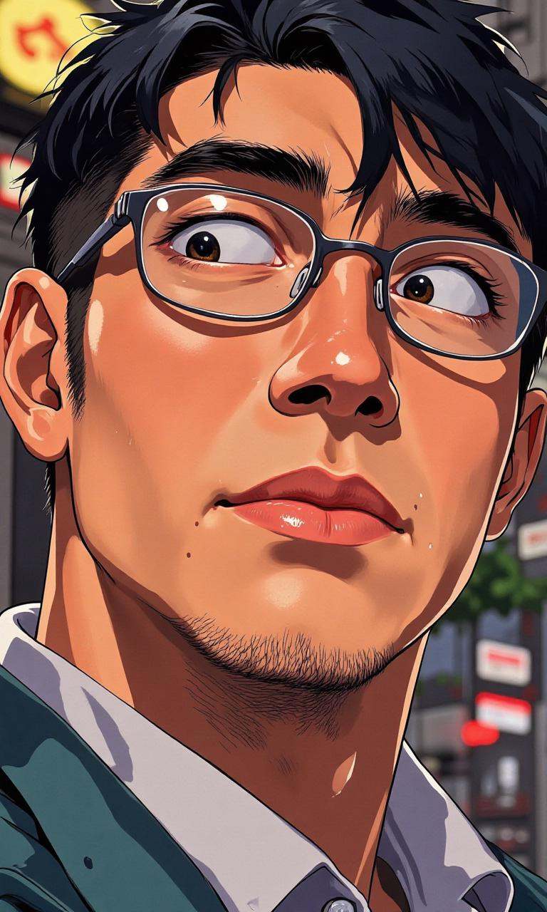 Close-up portrait of a 30-year-old Asian man,  illustration style on Tensor.Art