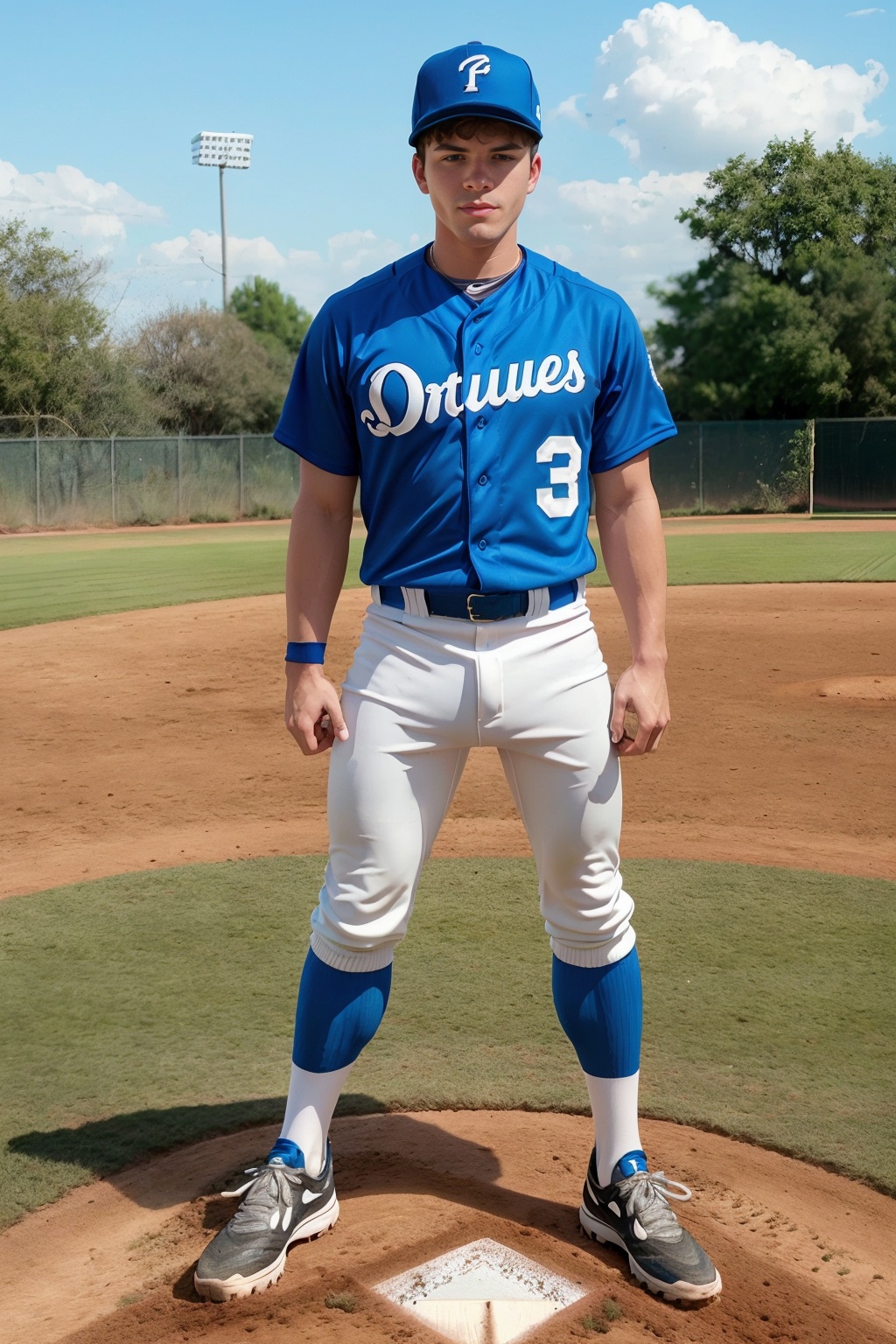 outdoor baseball field,  standing in the grass,  DrakeVon is a baseballplayer on Tensor.Art