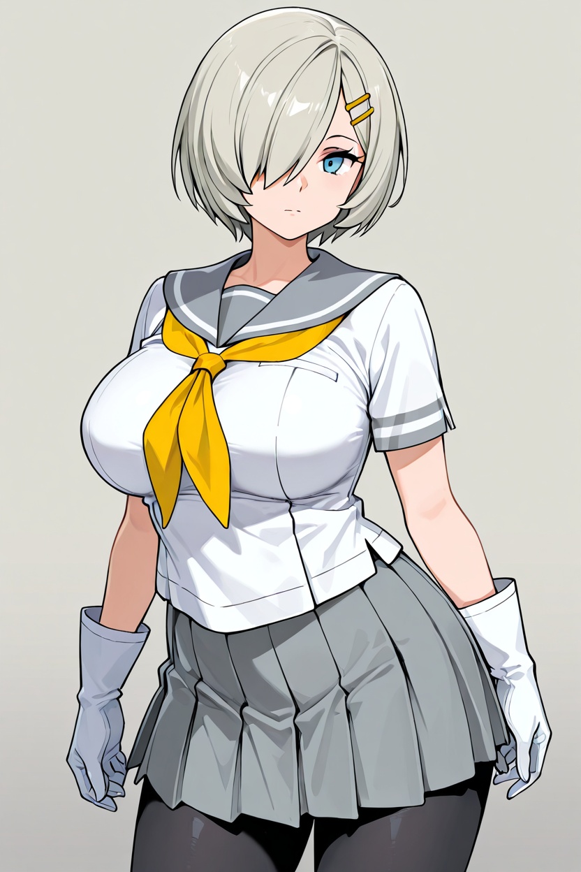 1girl,  grey sailor collar,  grey pleated skirt on Tensor.Art