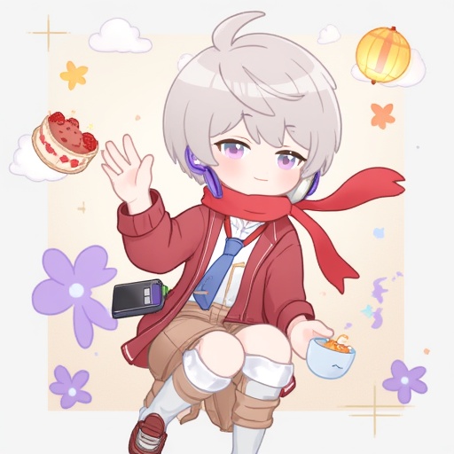 red scarf,  cellphone,  cloud on Tensor.Art