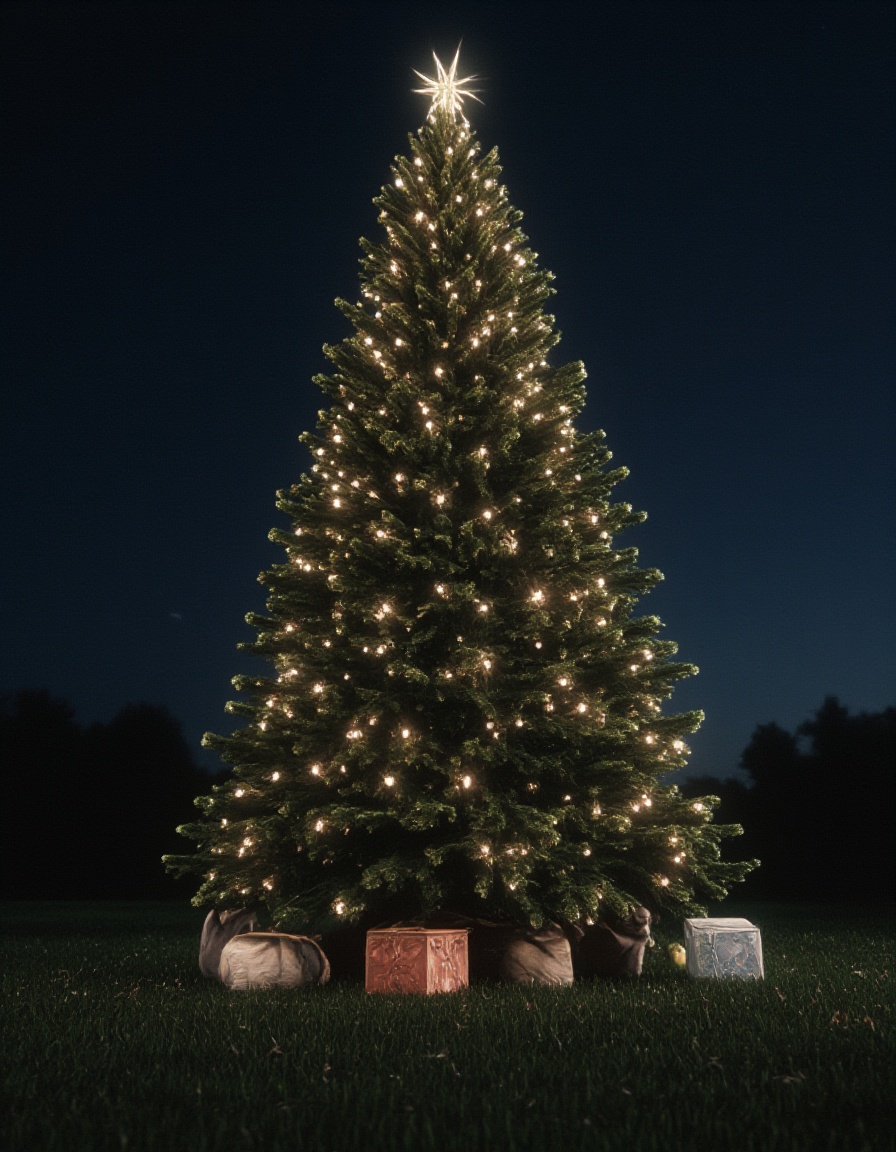 (score_9, realistic, score_8_up:1.3), score_7_up, raw, photo realistic,  HD,8K,CWFantacyGlow,3d,blurry,blurry background,blurry foreground,christmas tree,depth of field,flower,glowing,grass,leaf,no humans,solo  <lora:FLUX.奇幻内发光CWFantacyGlow:0.8>