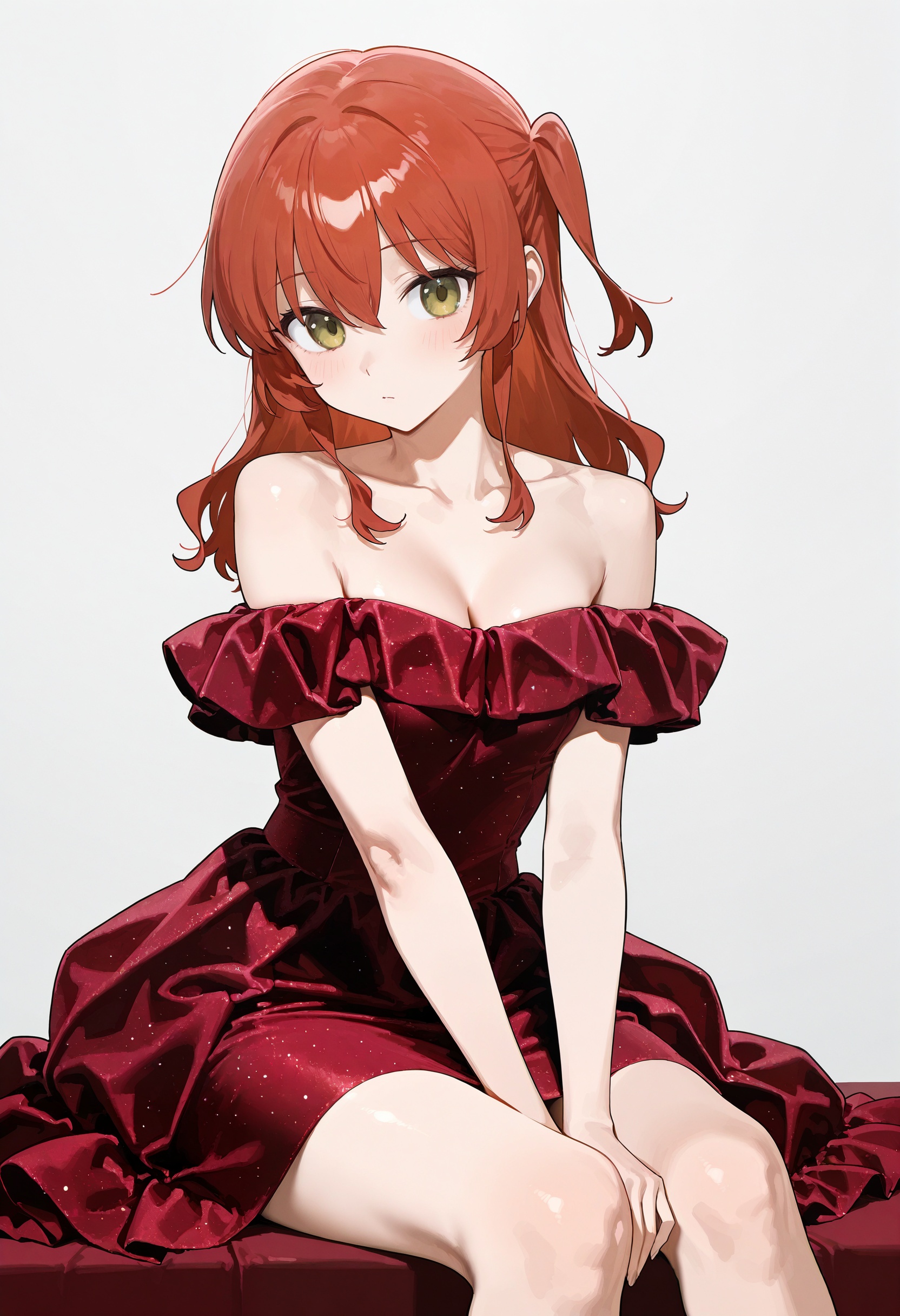 solo,  1girl,  red velvet dress on Tensor.Art