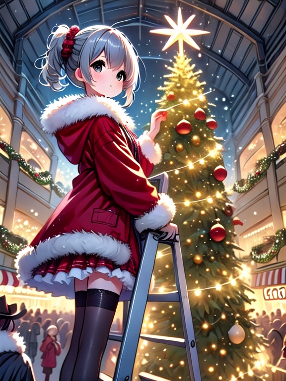 ((christmas tree with festive lights)),  ((cowboy shot)),  ((1girl)) on Tensor.Art