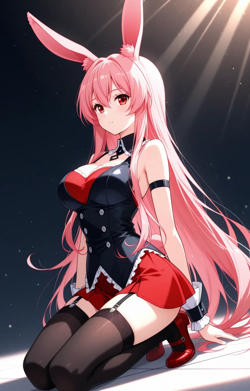 pc-kurousagi,  red eyes,  long hair on Tensor.Art