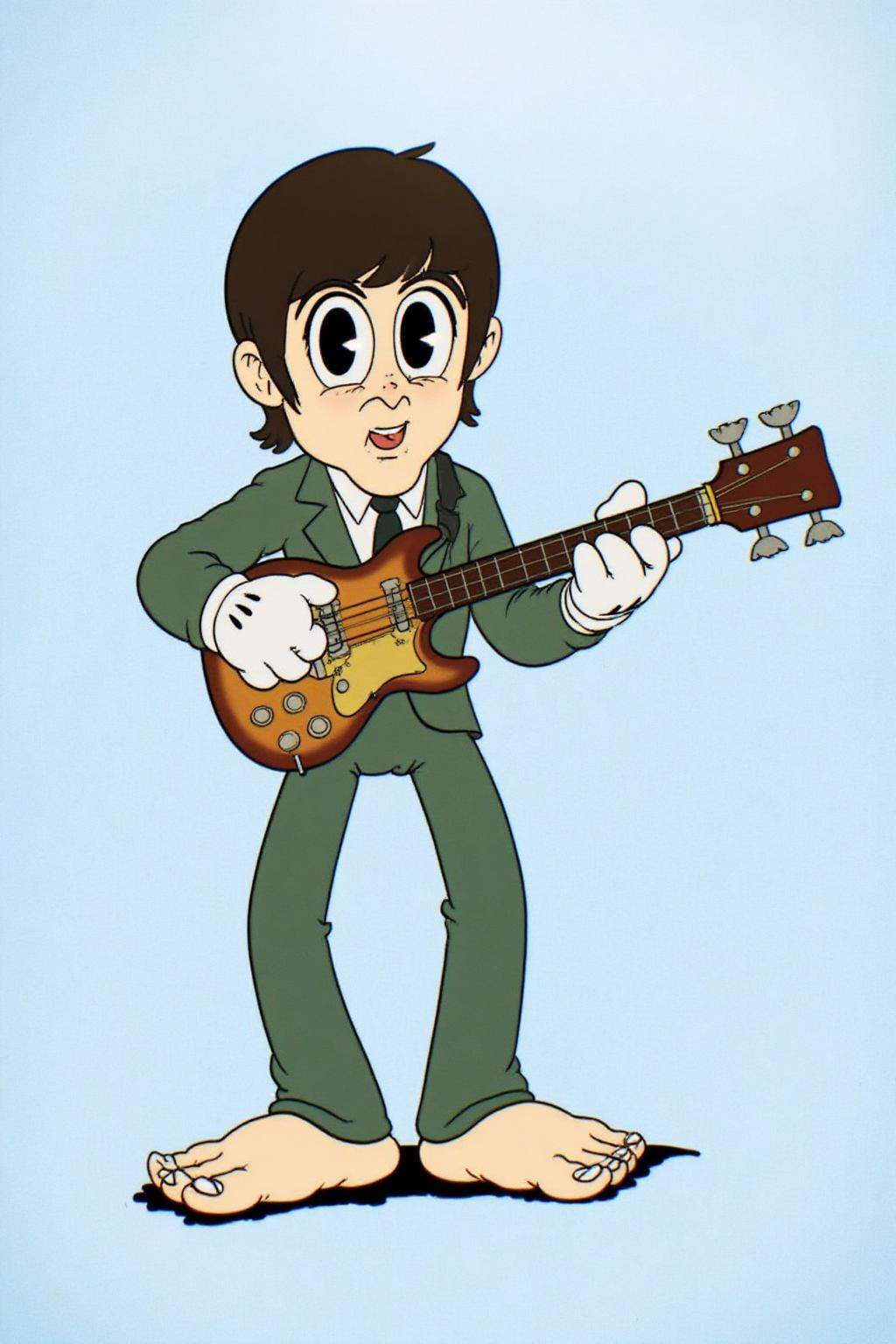 rubber hose animation style.A young man,  Paul McCartney,  one of The Beatles on Tensor.Art