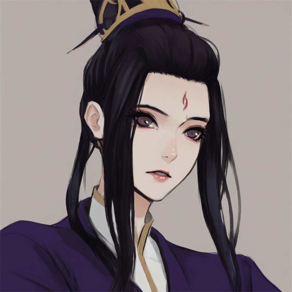 solo,highly detailed,(best quality),((masterpiece)),1girl,long hair,simple background,black hair,upper_body,<lora:张诗瑶XL:1>,zhangshiyao,black hair,forehead mark,thighhighs,