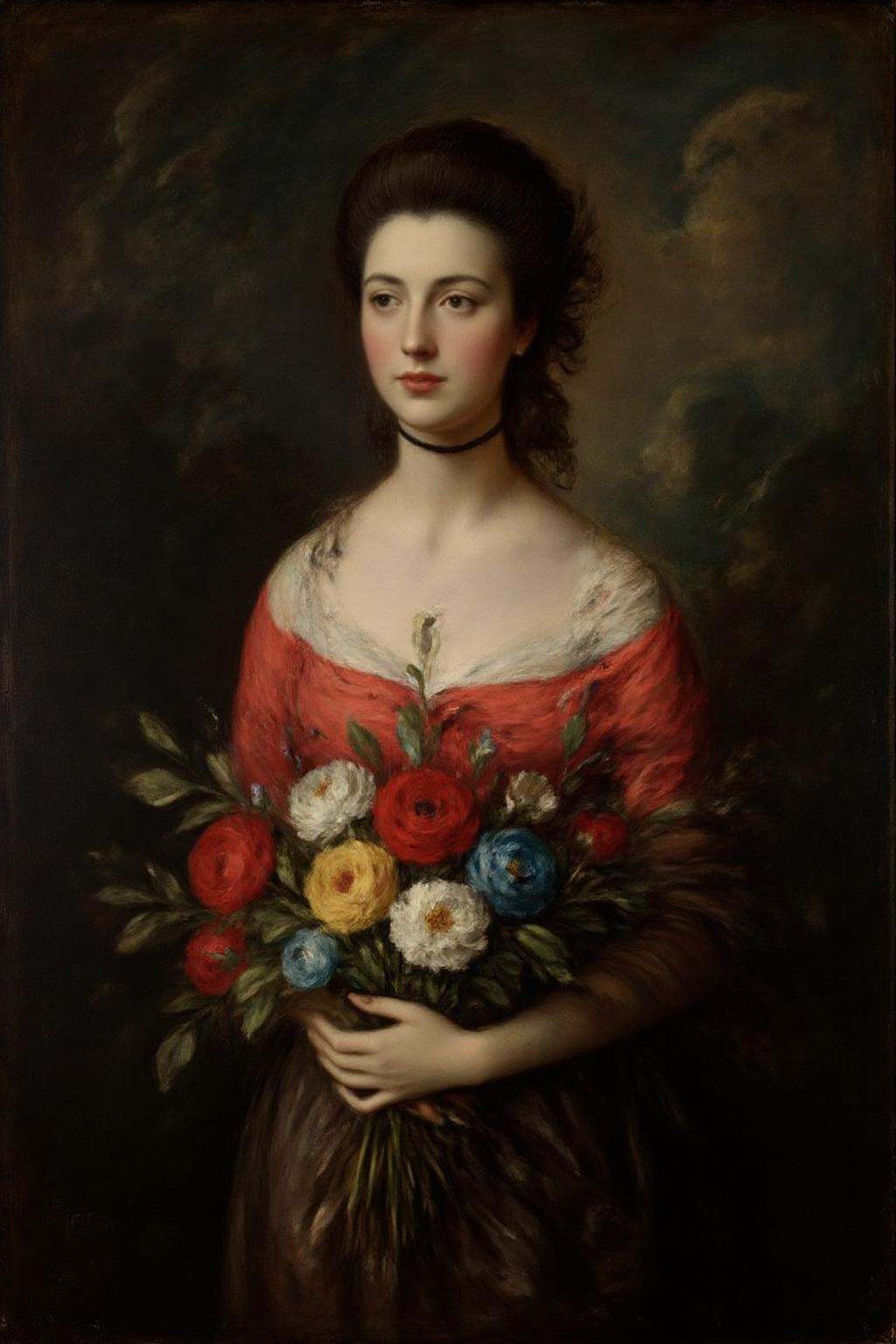 gainsbo1 paintingmarcha9 This image is a painting in the Surrealist style,  characterized by its dreamlike and symbolic el...