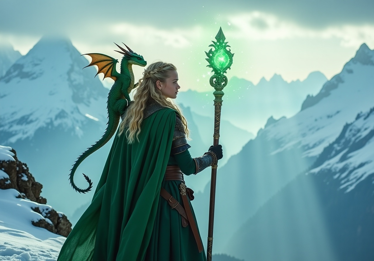In a realm where magic weaves through the air like whispers,  a 19-year-old girl named thomasinara stands atop the snowy m...