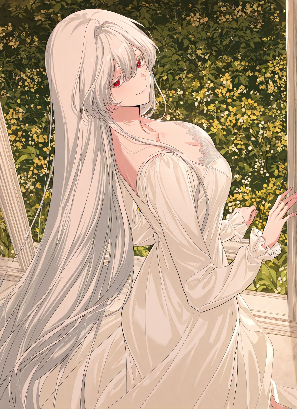 1 girl,  solo,  long white hair on Tensor.Art