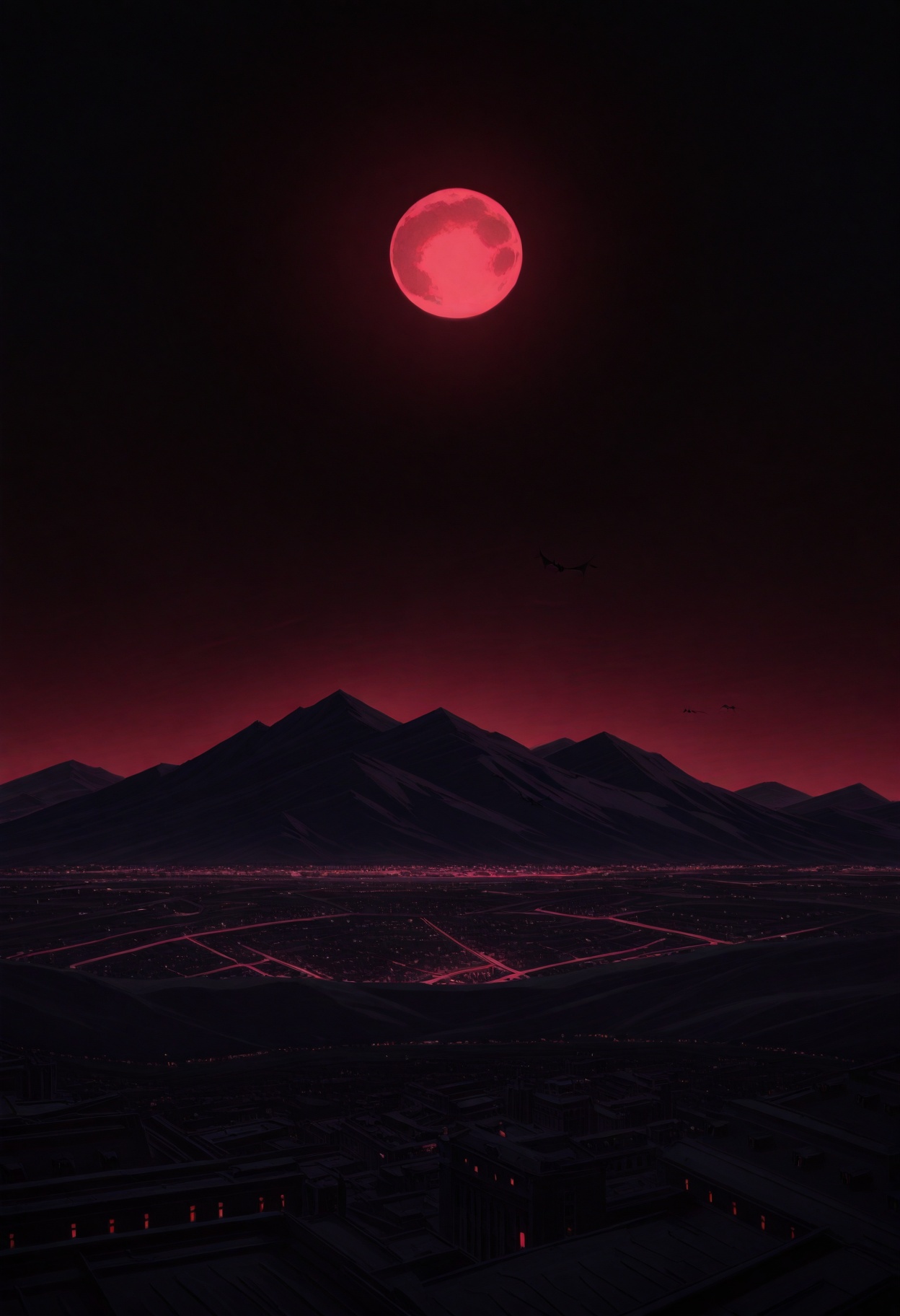n0cturn3,  red sky,  scenery on Tensor.Art