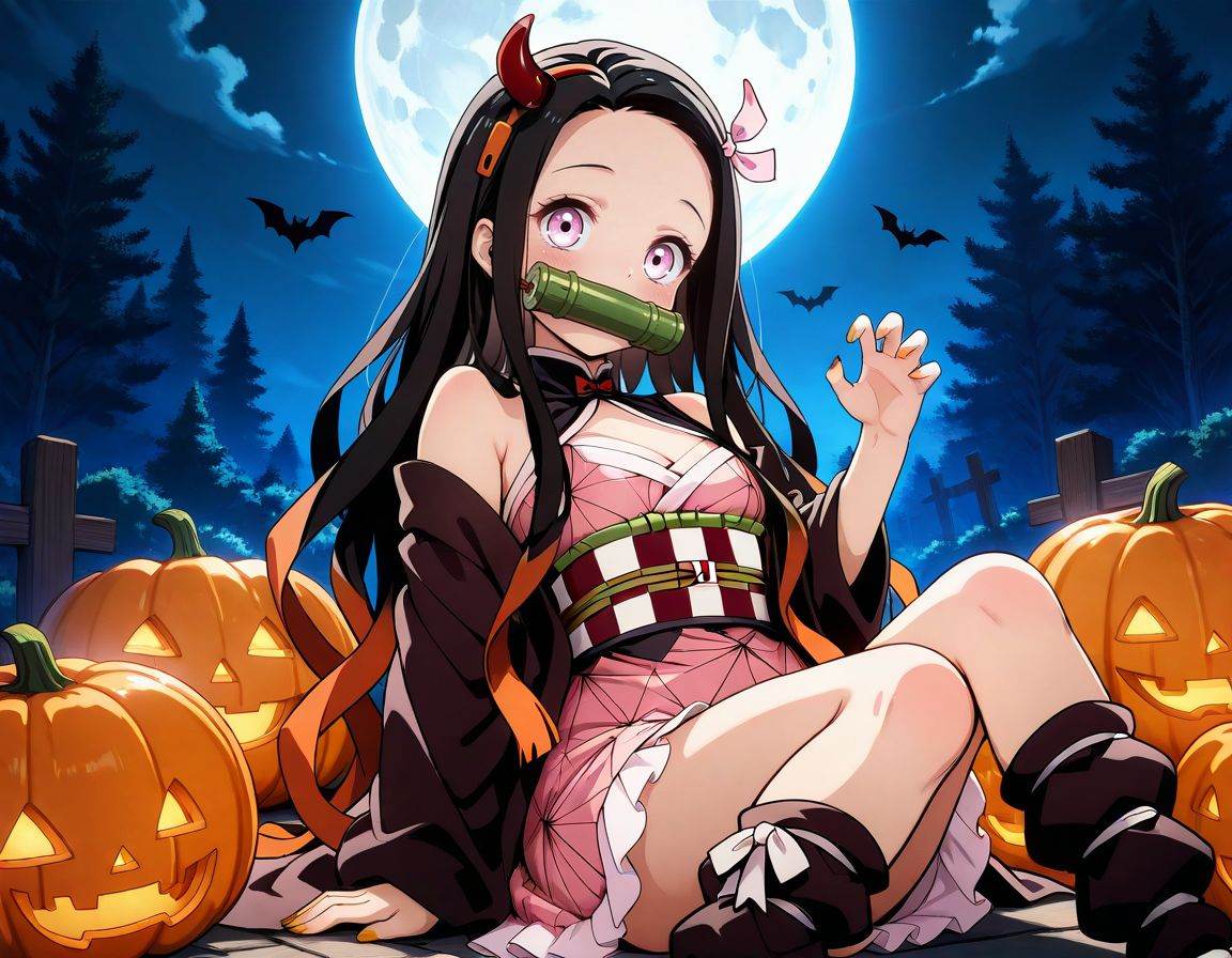 kamado nezuko,  halloween costume,  smile on Tensor.Art