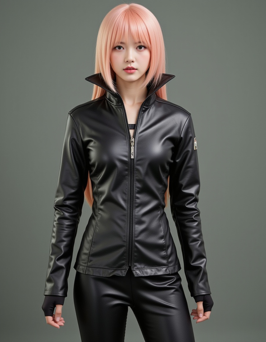 photo of SuchCosPlay .hiec - fair skin,  full body of naruto cosplayer,  leather uniform on Tensor.Art