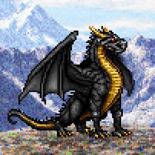 Original HoMM2 style full-height Black Dragon creature on a warlock faction background,  warlock creature,  warlock factio...