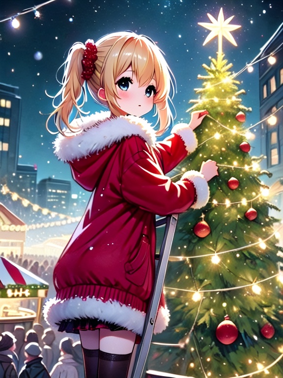 ((christmas tree with festive lights)),  ((cowboy shot)),  ((1girl)) on Tensor.Art