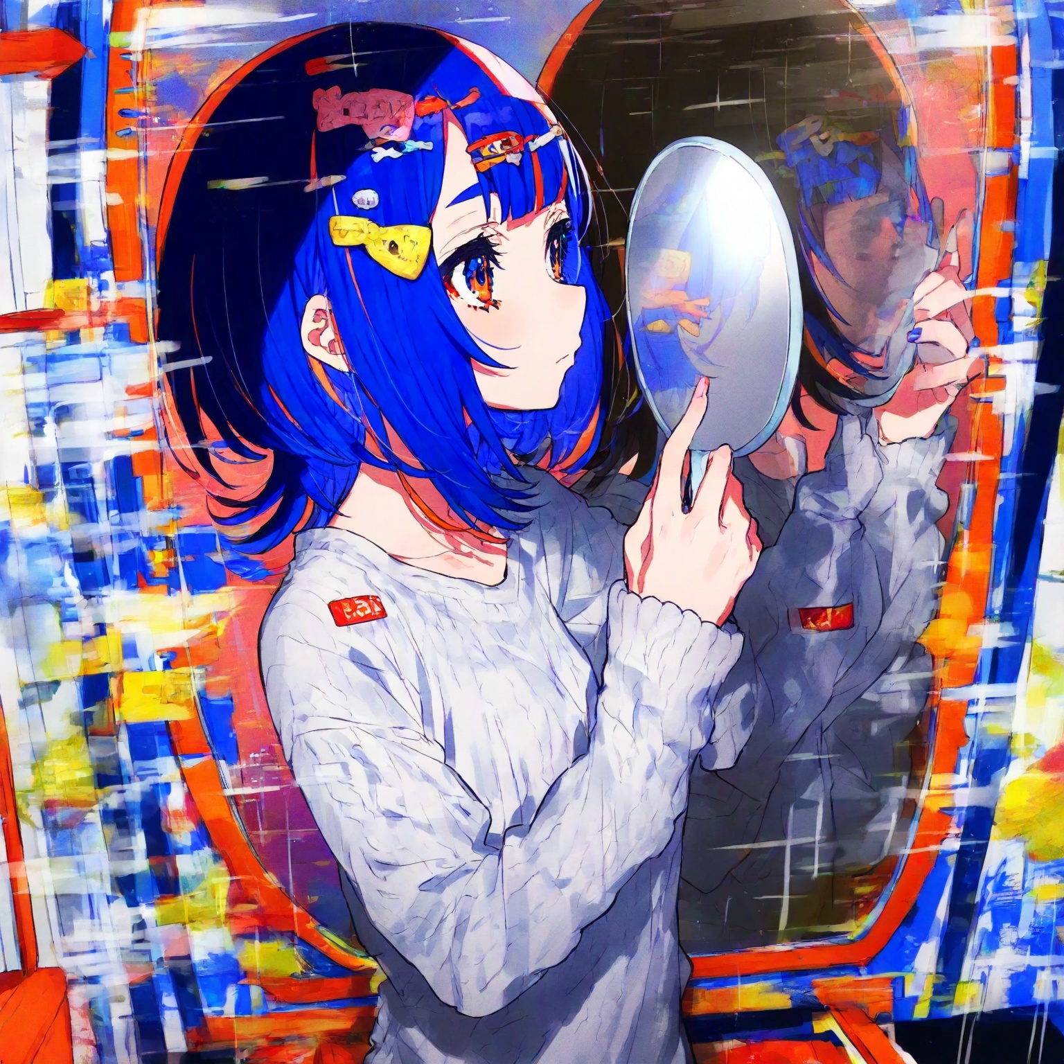 1girl,  blue hair,  medium hair on Tensor.Art