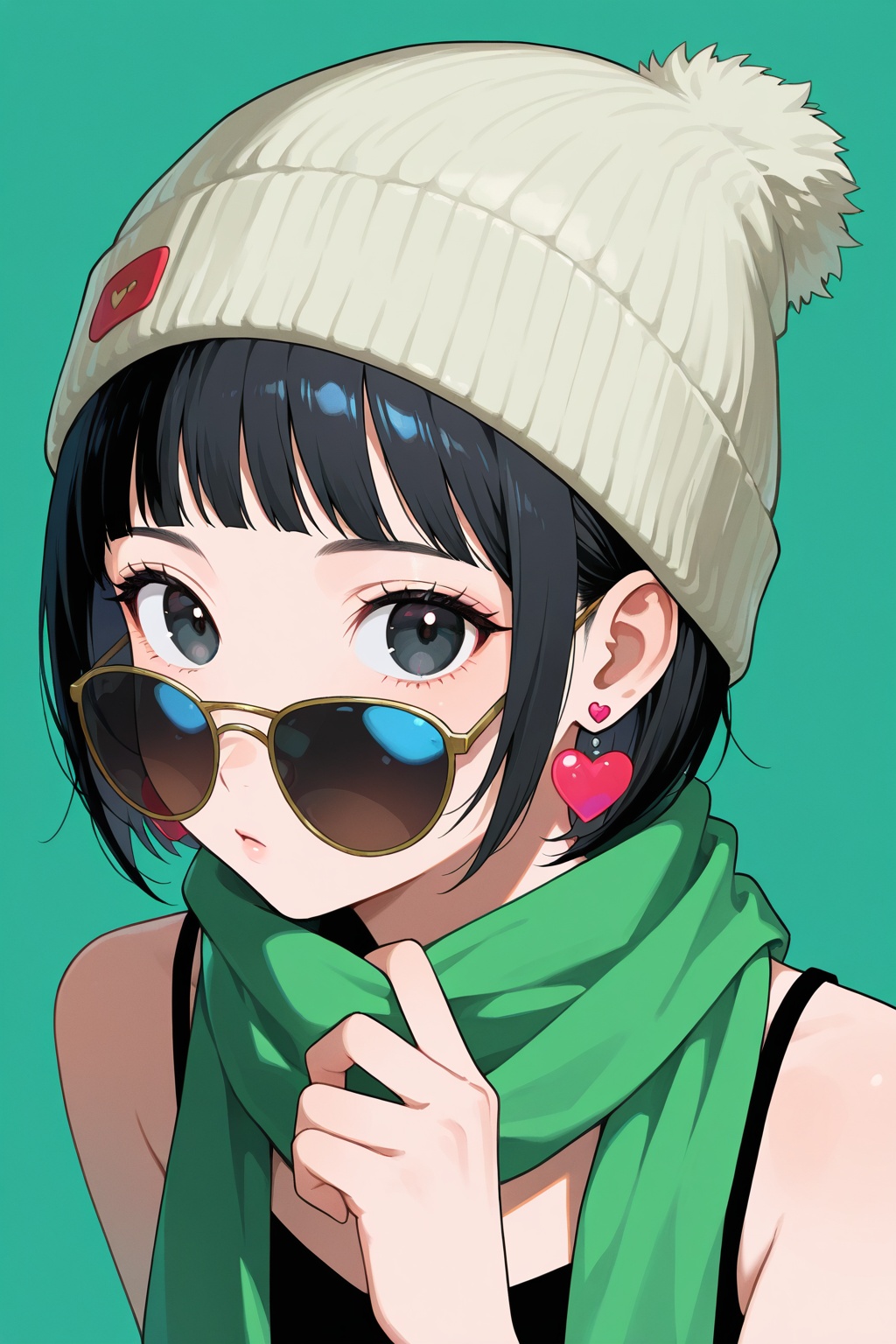 1girl,  black hair,  jewelry on Tensor.Art