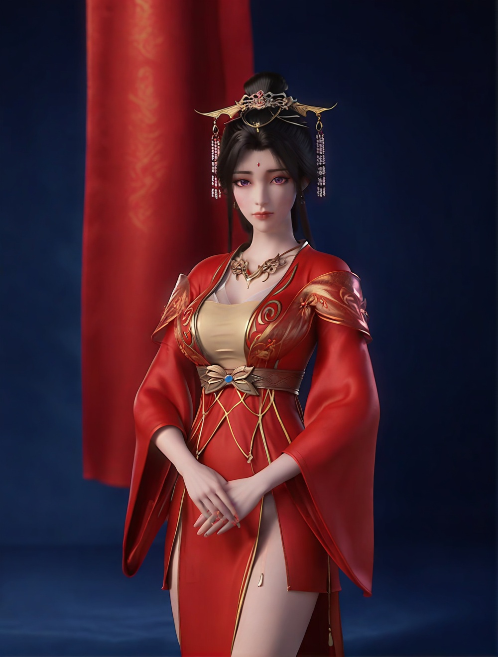score_9,  red dress,  black hair on Tensor.Art