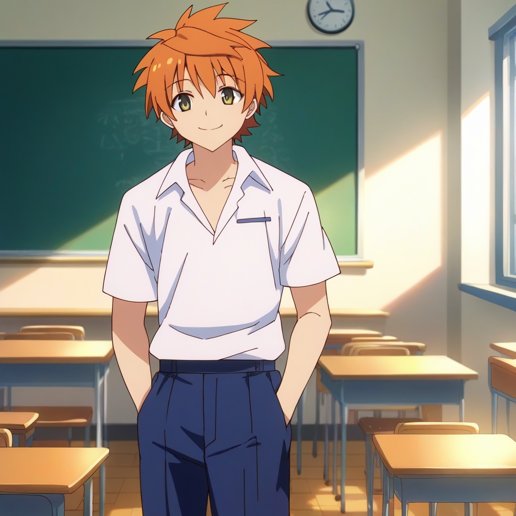 1boy,  solo,  classroom on Tensor.Art