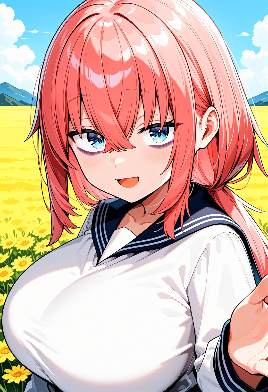 michinoku_komaro,  blue eyes,  pink hair on Tensor.Art