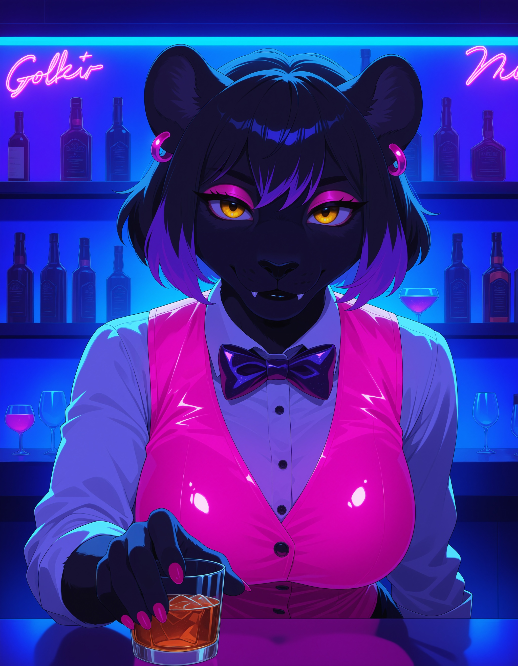 anthro jaguar,  mature female,  big breasts on Tensor.Art