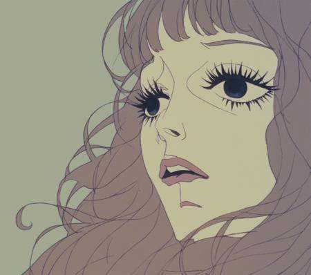 a frame from "Belladonna of Sadness \(1973\)",  surrealist art piece,  a portrait of a young woman on Tensor.Art