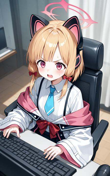 1girl,  momoi \(blue archive\),  typing on keyboard on Tensor.Art
