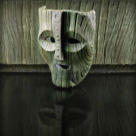 green mask,  wooden,  mask on Tensor.Art