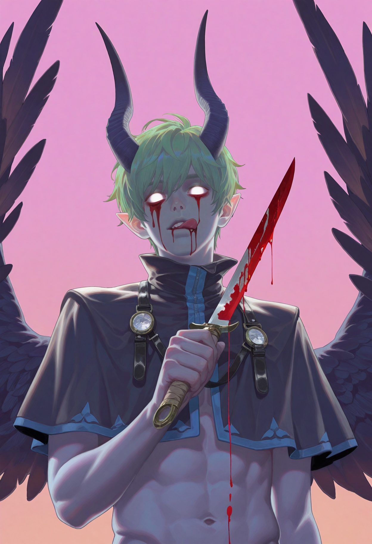 dr3amw3aver,  holding,  blood on weapon on Tensor.Art