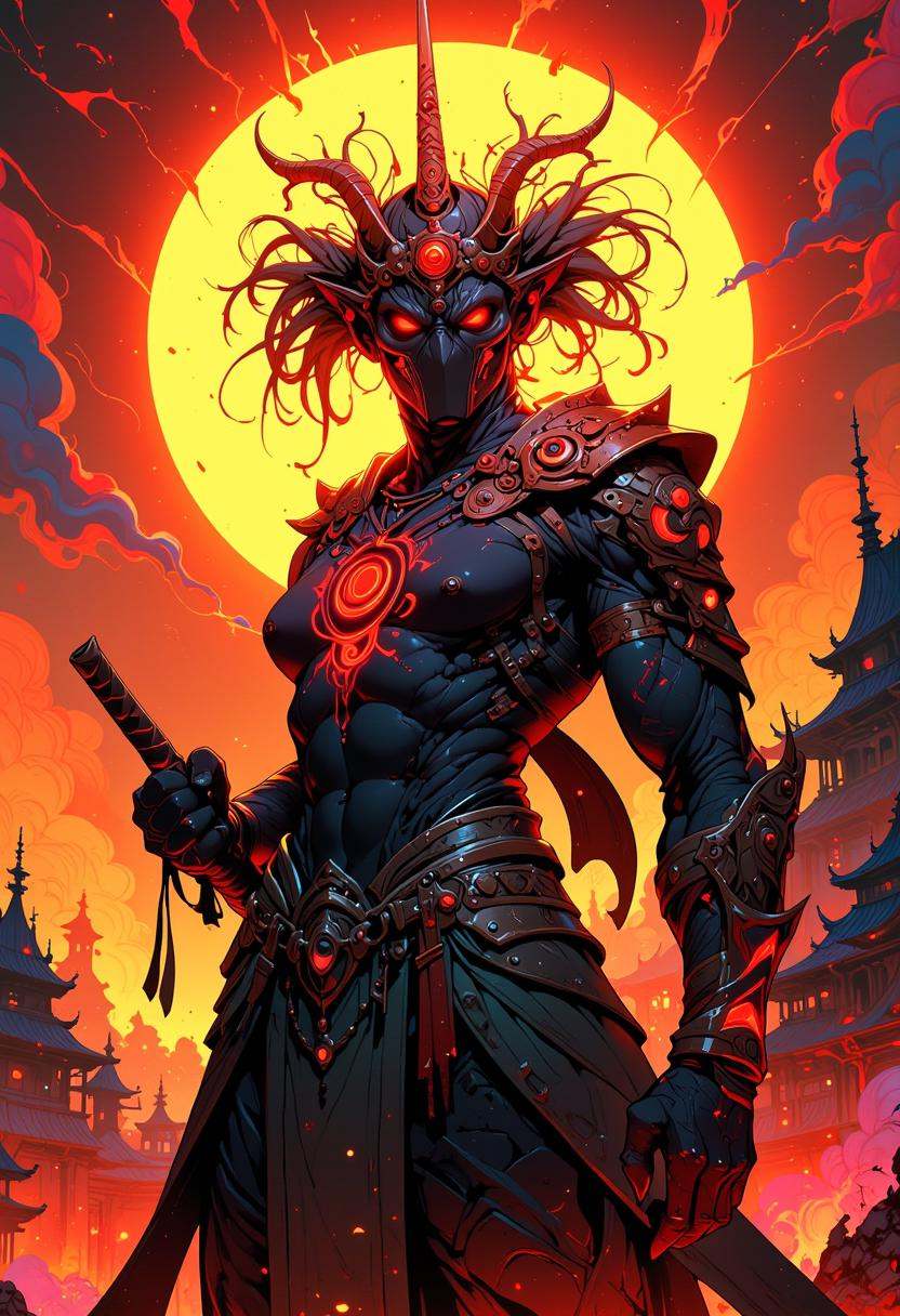 Hell lava art by Yoann Lossel,  color style by Tom Haugomat,  wear tiara of wires on Tensor.Art