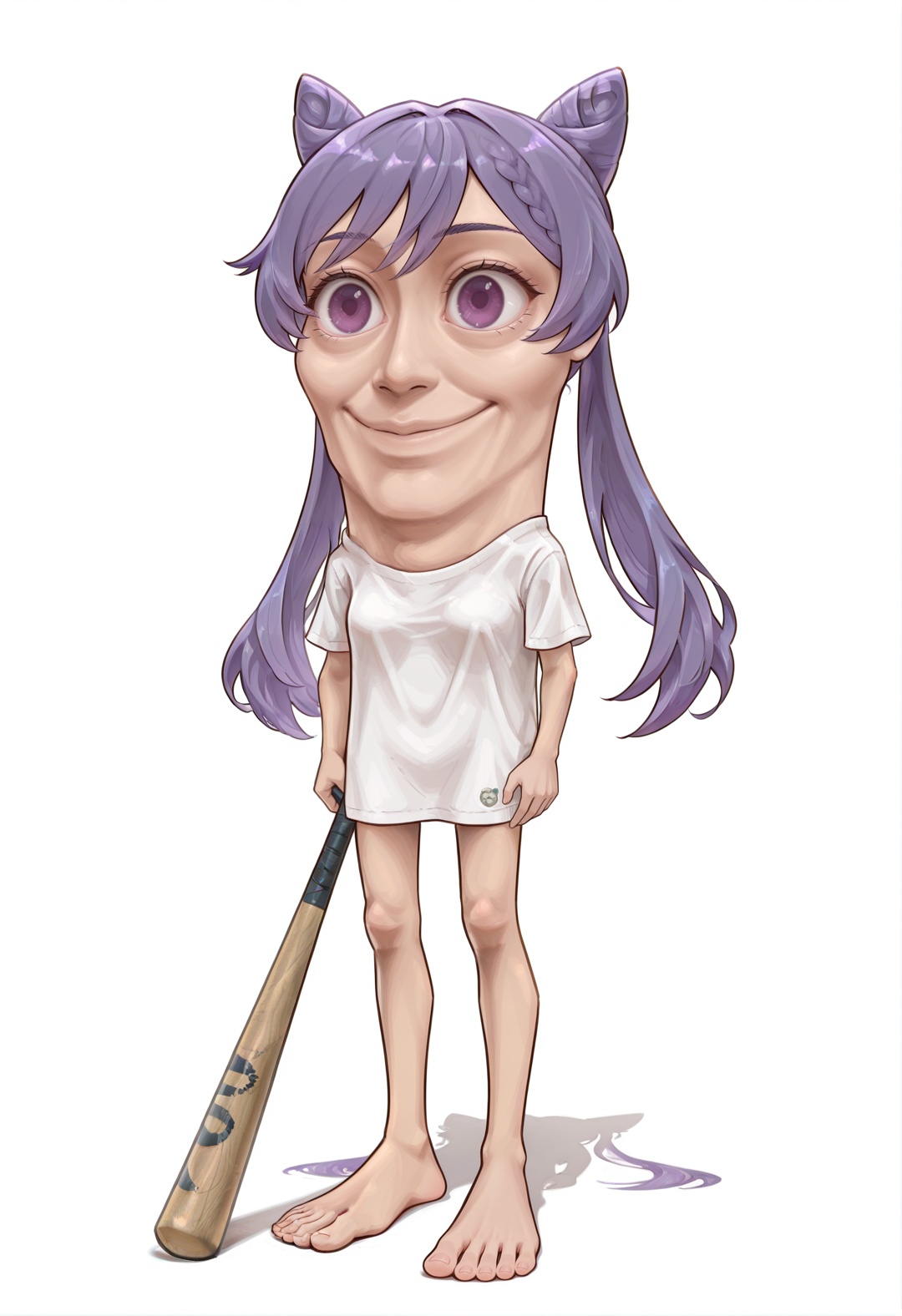 tungtungtungsahur,  purple hair,  cone hair bun on Tensor.Art