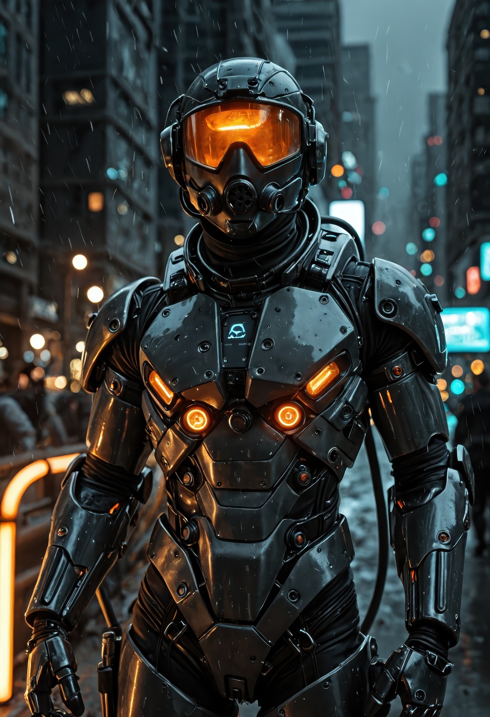 cybernetic soldier in a high-tech futuristic exosuit,  1boy,  viewed from the front on Tensor.Art