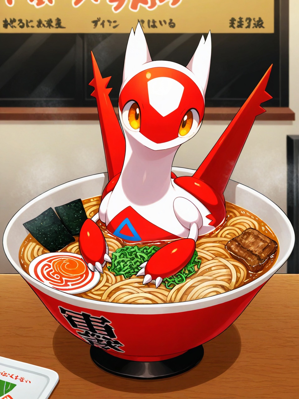 feral latias,  orange eyes,  [chibi on Tensor.Art