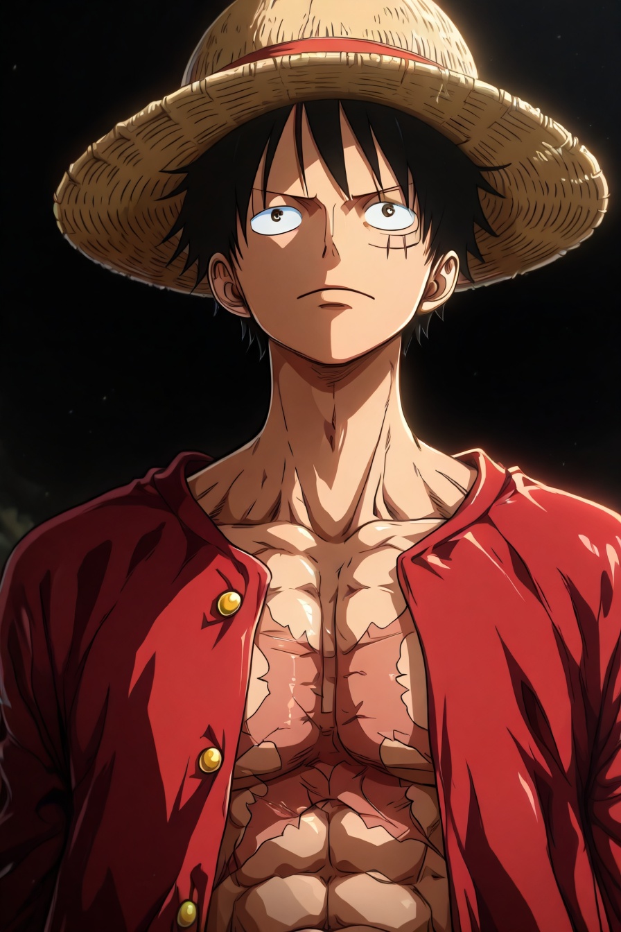 Luffy,  red jacket,  scar on chest on Tensor.Art